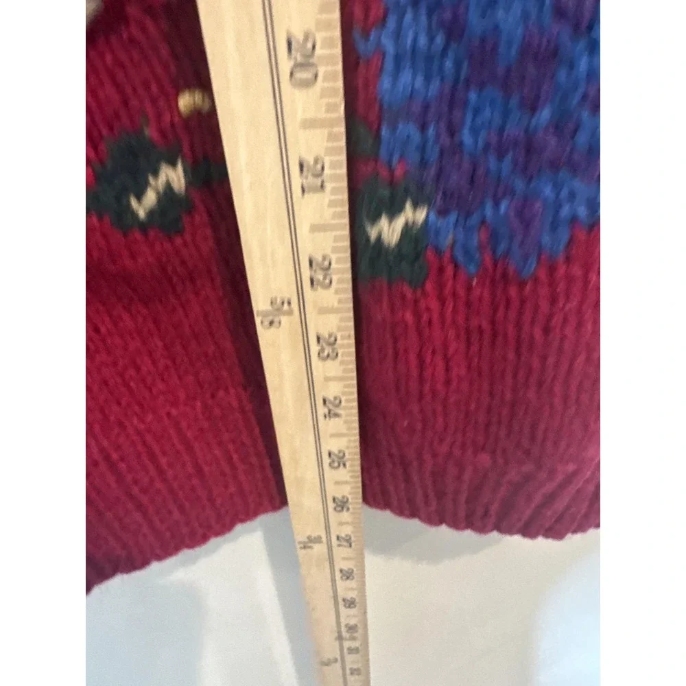 J. Christopher Sweater Vest Womens Medium Red Shetland Wool Floral Knit Pullover